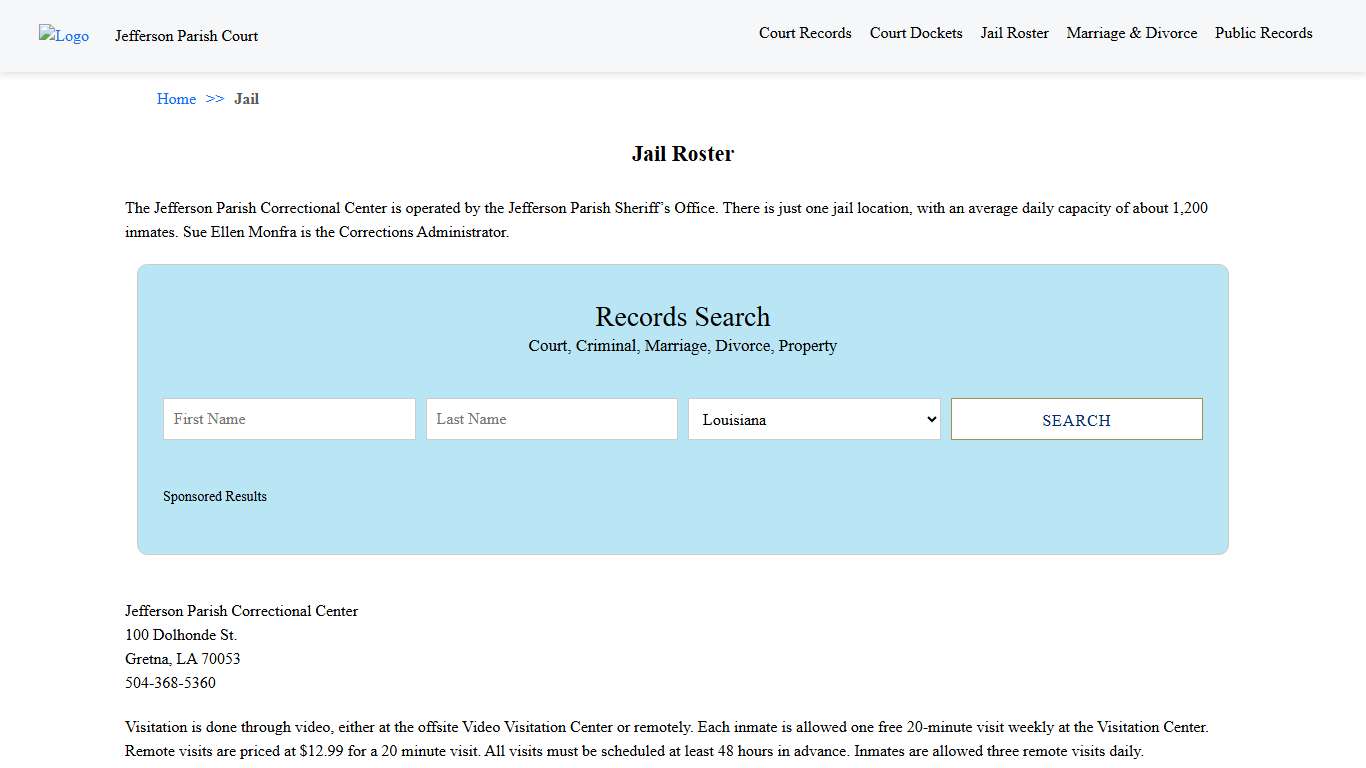 Jail Roster Jefferson Parish Court